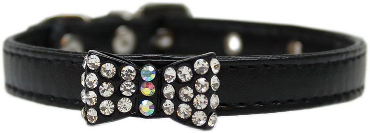 Bow-dacious Crystal Dog Collar Black Size 14